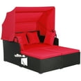 thumbnail image 5 of Costway Patio Rattan Daybed Lounge Retractable Top Canopy Side Tables Cushions Black + Red, 5 of 10
