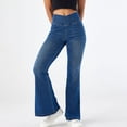 thumbnail image 2 of MYAOYI Womens High Waisted Flare Jeans Crossover Pull On Denim Pants, 2 of 5