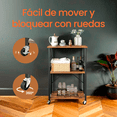 thumbnail image 3 of VASAGLE Estantería de Cocina con Ruedas, Estantería para Microondas, Carrito de Servicio de 3 Niveles, Horno, Tostadora, Marco de Metal con 6 Ganchos, Industrial, Marrón Rústico y Negro, 3 of 6