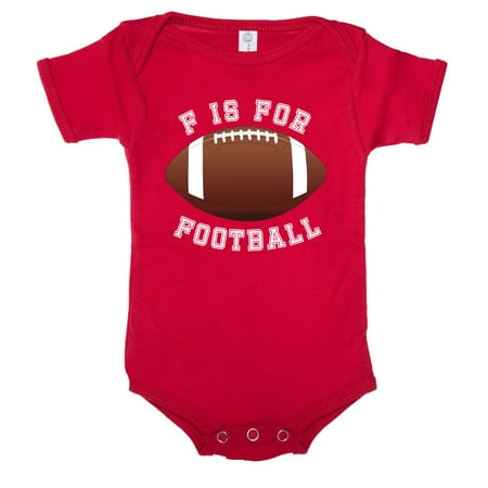 

F is for Football Baby one-piece bodysuit Baby Football Romper Graphic Baby Jumpers - Red CA165FOOTBALL S10 6-12