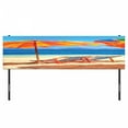 thumbnail image 3 of Seaside Headboard, Deck Chairs Overlooking Tropical Sea of Thailand Beach Exotic Holiday Picture, Upholstered Decorative Metal Bed Headboard with Memory Foam, King Size, Orange Blue, by Ambesonne, 3 of 4