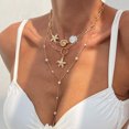 thumbnail image 4 of NICKSUN Boho Ocean Layered Necklace Set, Starfish Seashell Conch Imitation Pearl Multi-Strand Y Drop Choker, Gold Flat Snake Chain Beach Neck Jewelry for Women, 4 of 9