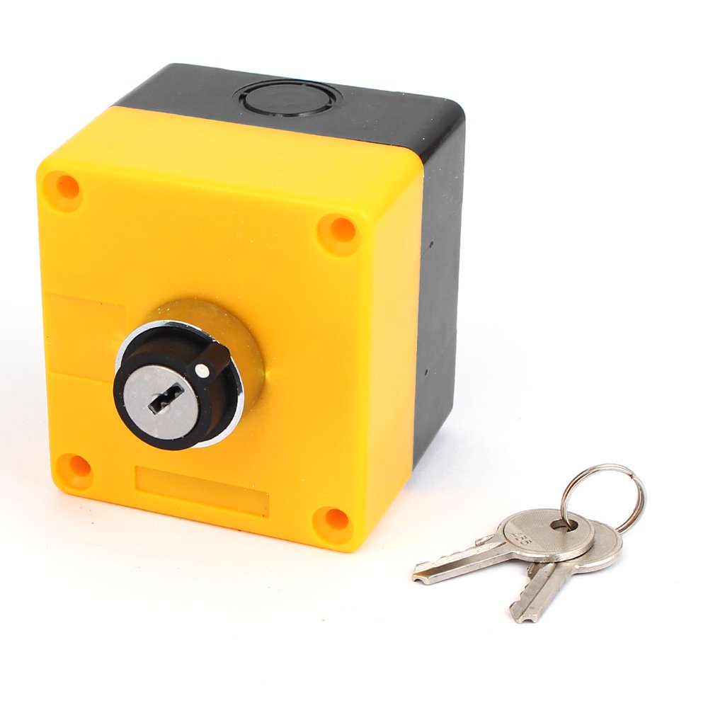 600V 10A 2 Position Plastic Case Box Keylock Rotary Selector Switch