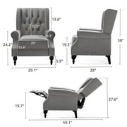 Merluxy Recliner Chair for Living Room,Classic Tufted,Widened Armrest and High Wingback,Fabric Gray