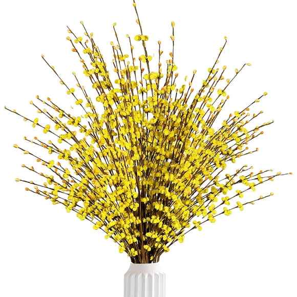 Nvzi 10 Pcs 29.5’’ Long Artificial Jasmine Flowers Tall Fake Flower Bouquet Faux Jasmine Plants Dry Branches(Yellow)