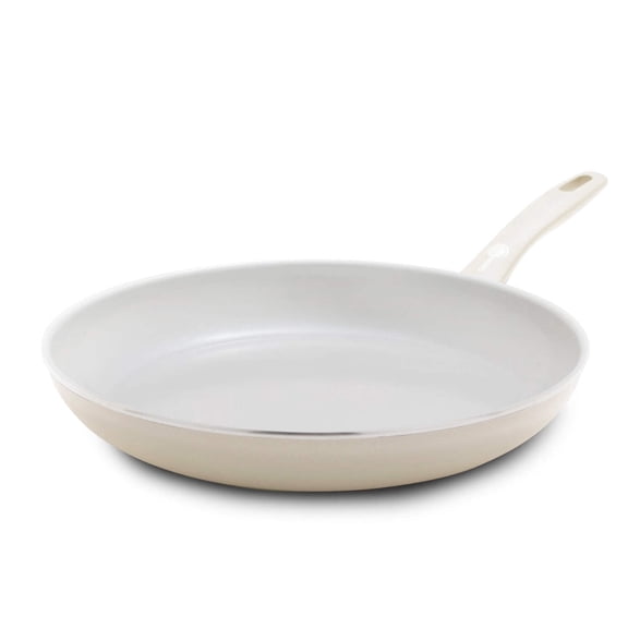 GreenPan Dover 12” Frying Pan Skillet, Non-Toxic Ceramic Nonstick, Cream White
