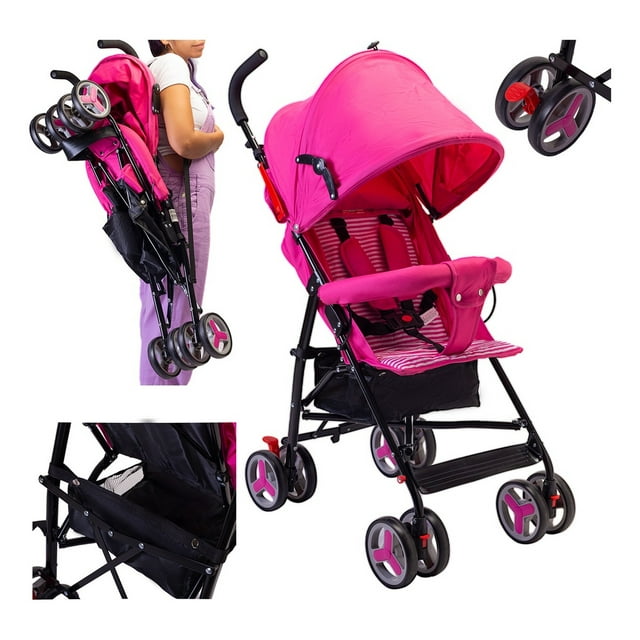 Carriola de Bastón Reclinable Starkids Andrómeda Rosa Rayada