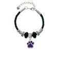 thumbnail image 2 of Delight Jewelry Silvertone Large Purple Paw Middle Sister Celtic Knot Leather Bead Bracelet, 7"+2" Extender, 2 of 4