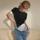 thumbnail image 3 of Balery Black White Fluid Sculpture Body de cuello redondo de manga corta para mujer Tops de manga corta Tops básicos-X-Large, 3 of 7