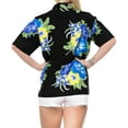 thumbnail image 2 of HAPPY BAY Hawaiian Shirts Womens Funky Vacation Button up Casual Summer Camp Holiday Beach Party Blouse Short Sleeve Tops Tropical Shirts for Women M plus-size Retro Hibiscus, Blue, 2 of 6