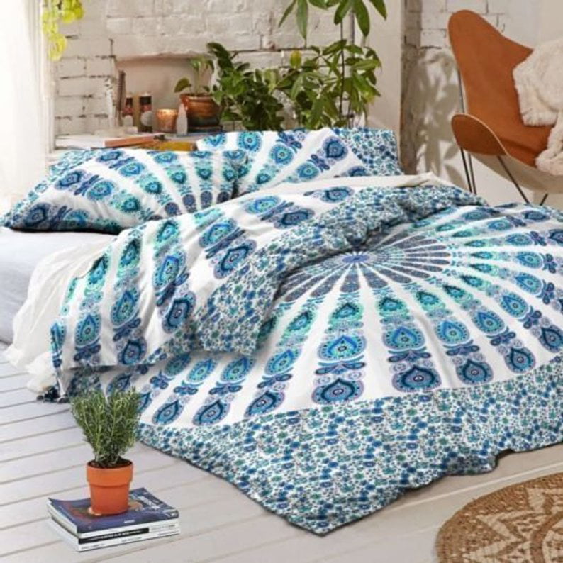 Details about   100% Cotton Bed cover With 2 Pillow Covers king Bedding Set Indian Mandala 