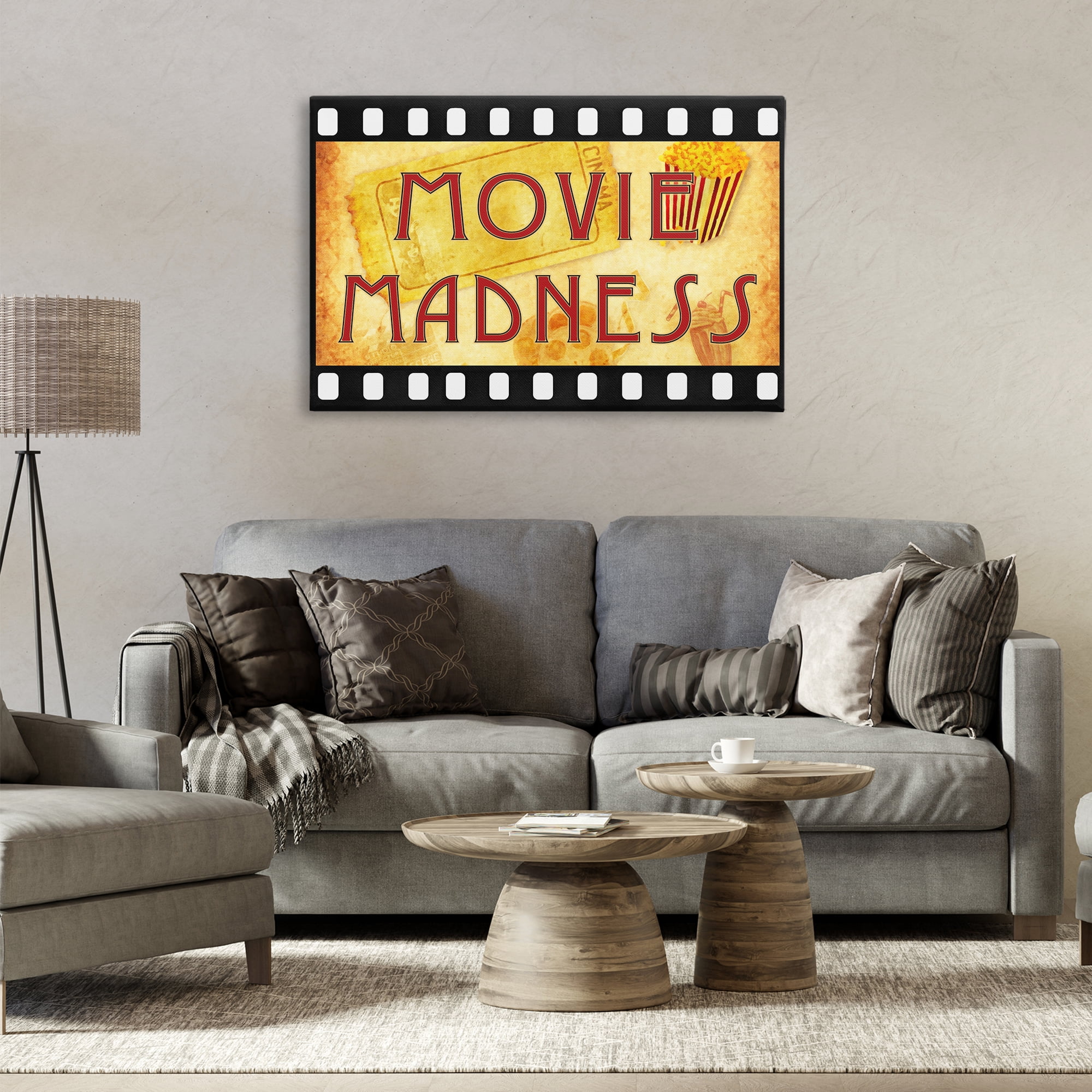 Stupell Industries Movie Madness Classic Sign Entertainment Painting Wrapped Canvas Art Print Wall Art, 36 x 24