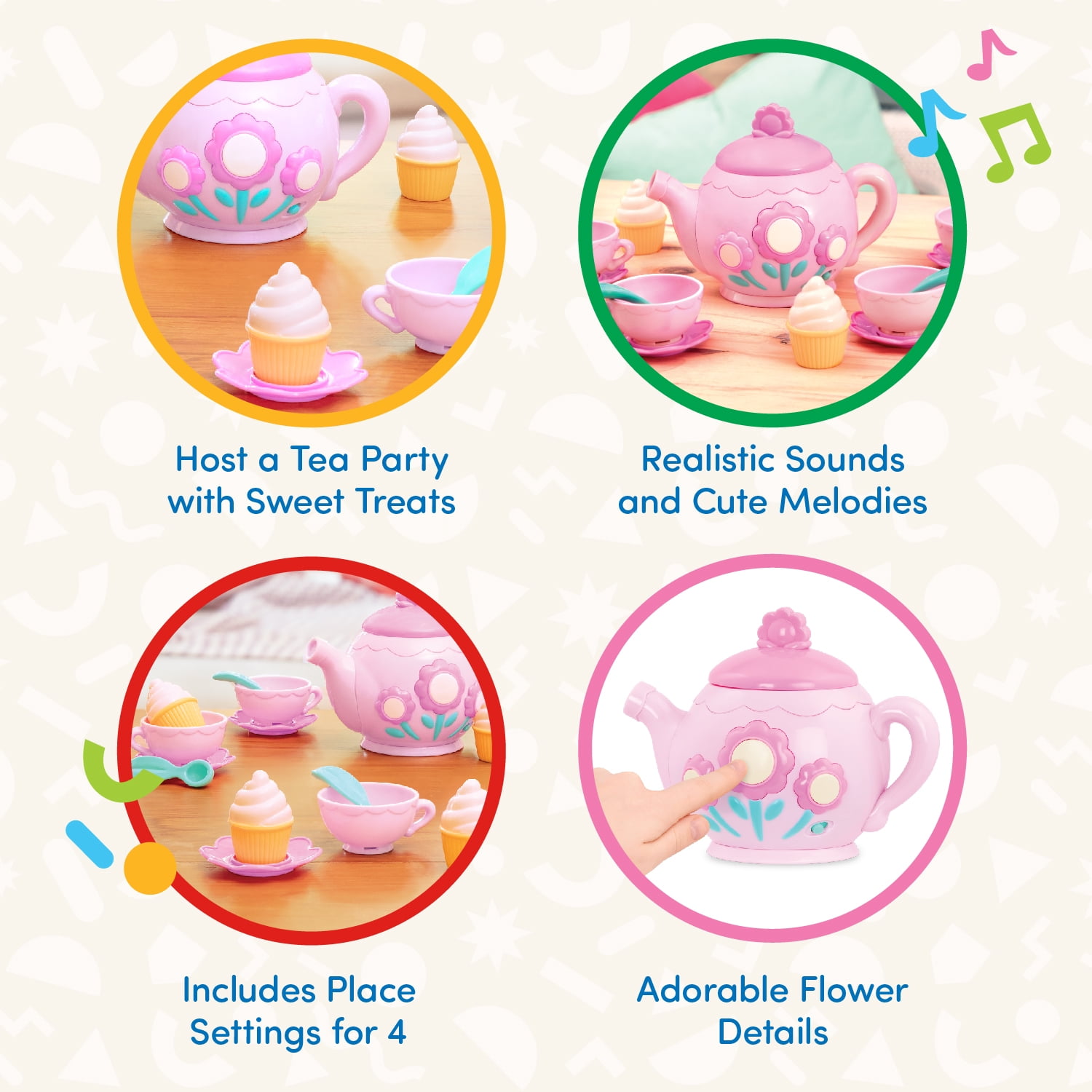 Battat La Dida Musical Tea Party Set with Cups  Cupcakes, Toddler and Preschool Toys