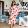 thumbnail image 3 of Xixirimido Red Palm Trees Print Womens Plus Size Kaftan Dress V Neck Batwing Sleeve Beach Cover Up Swimsuit Coverups Summer Lounge Caftan Dress, 3 of 7