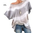 thumbnail image 1 of Sonducket Camiseta de mujer con un hombro, manga corta, blusa estampada con rayas Prendas para la parte del cuerpo Gris 4XL Sonducket AP001847-15, 1 of 4