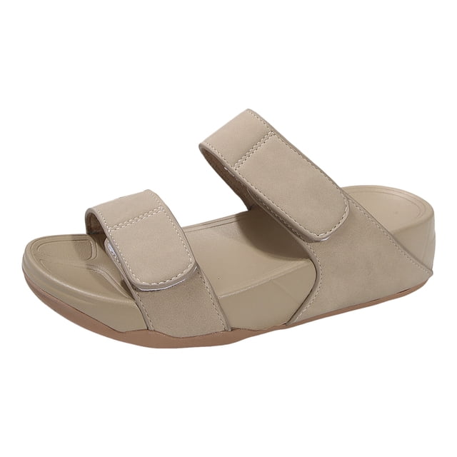 DAFEI Women's Thick Soled Flat Single Strap Slip Sandals with Cut Out Design Casual Open Back Sandals