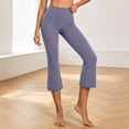 thumbnail image 6 of Women's High Waist Flare Capri Yoga Pants, 4-Way Stretch Tummy Smoothing Moisture Wicking Non See-Through Bootcut Workout Trousers for Gym Casual Daily Outdoor | TruBelle,Purple 2XL, 6 of 7