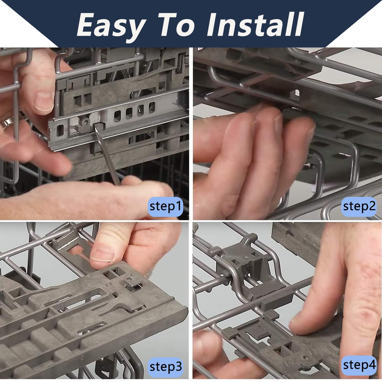 W10546503 WPW10546503 Dishwasher Top Rack Adjuster kit Fits for Ken-more Whirl-pool Dishwasher Rack Adjuster Replacement Parts with W10195840 & W10195839 & W10250160 (8 Packs)