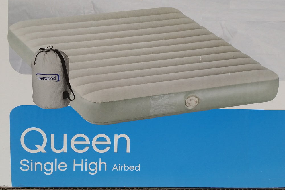 Aerobed Queen Single High Air Mattress, Aerobed Extra Twin Size Bed In Grey Blue