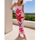 thumbnail image 3 of Vestido largo ZESICA para mujer, estampado floral, tirantes finos, color rosa, 3 of 8