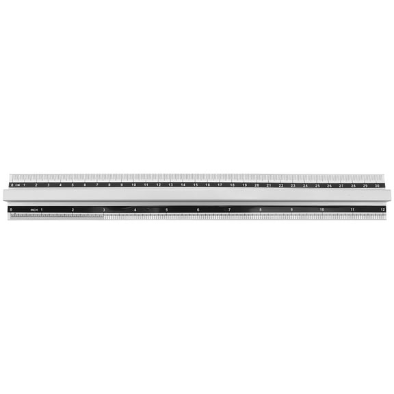 COSMOBETTY 1Set Ruler Metal for Geometric and Engineering Drawings 12 Inches Silver
