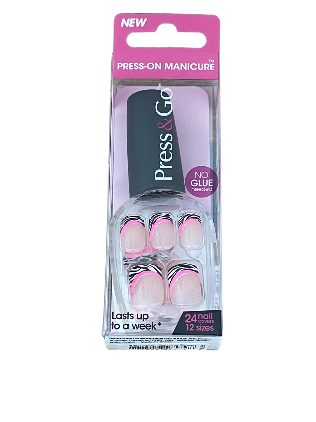 Impress Manicure Press on Nails Zebra & Pink Design - Dancing Queen BIPD100A - Walmart.com