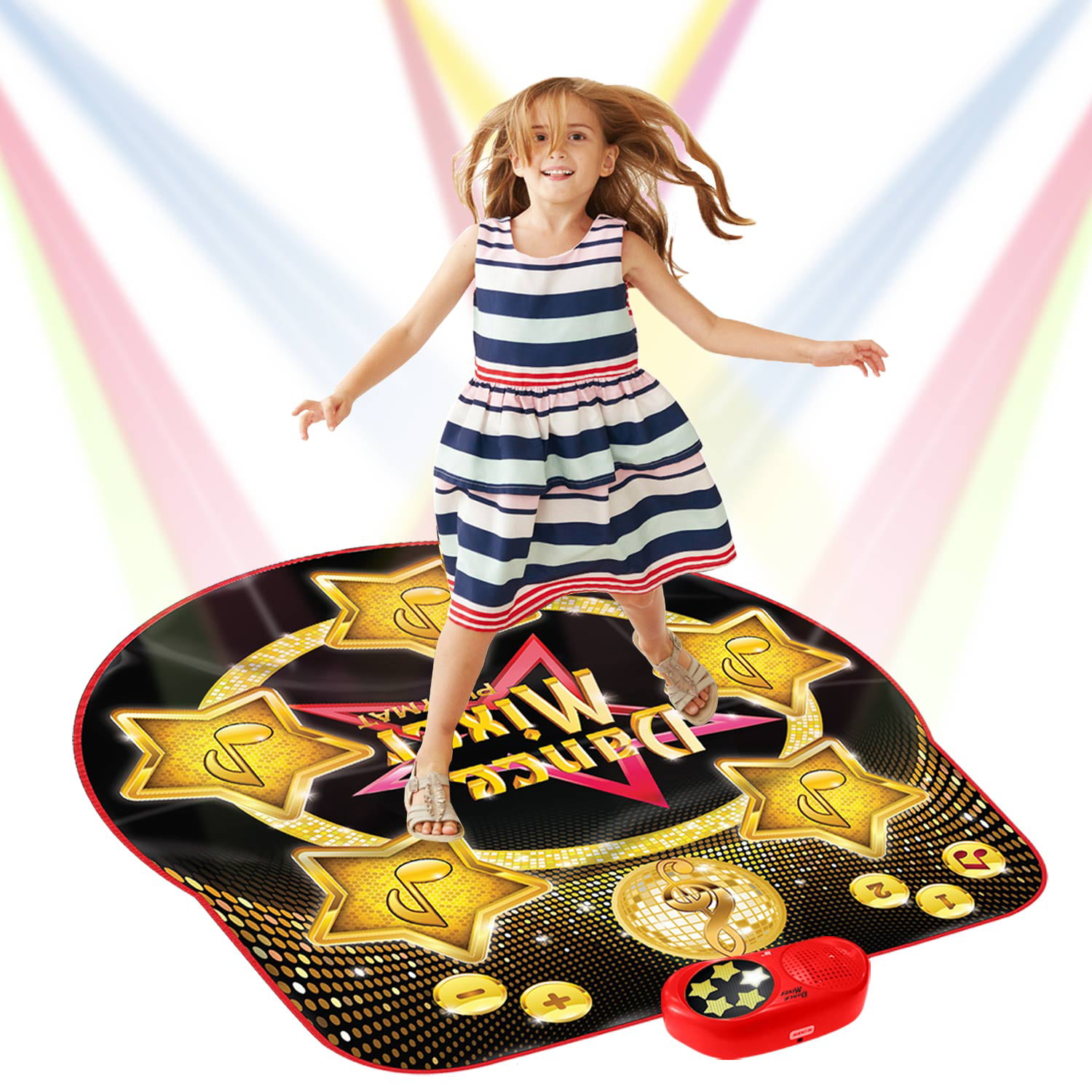 Dance Mat Adjustable Volume Built-in Music Dance Pad with LED Lights 3 Challenge Levels Musical Mat Dance Mixer Step Play Mat Electronic Dance Mats Game Toy Gift for Kids Boys Girls 