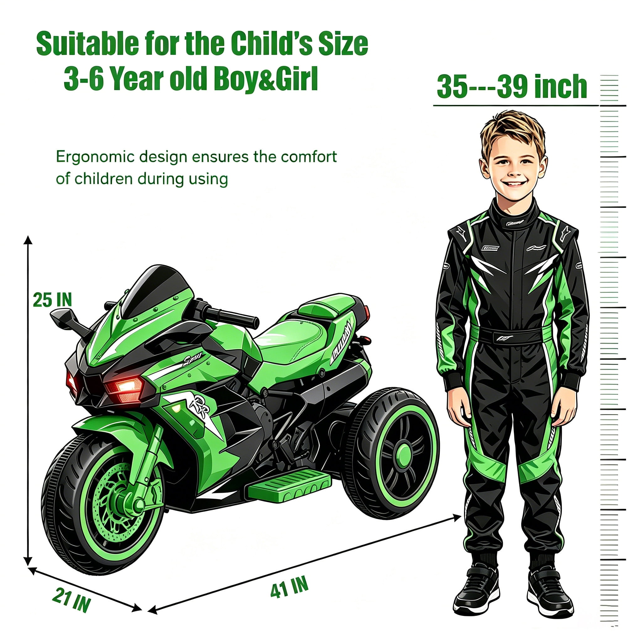HNH Kids Motorcycle Ride On Car with Remote Control, 12V Electric Motorbike for Kids, LED Tire and Bluetooth Music, Ride On Car Gift