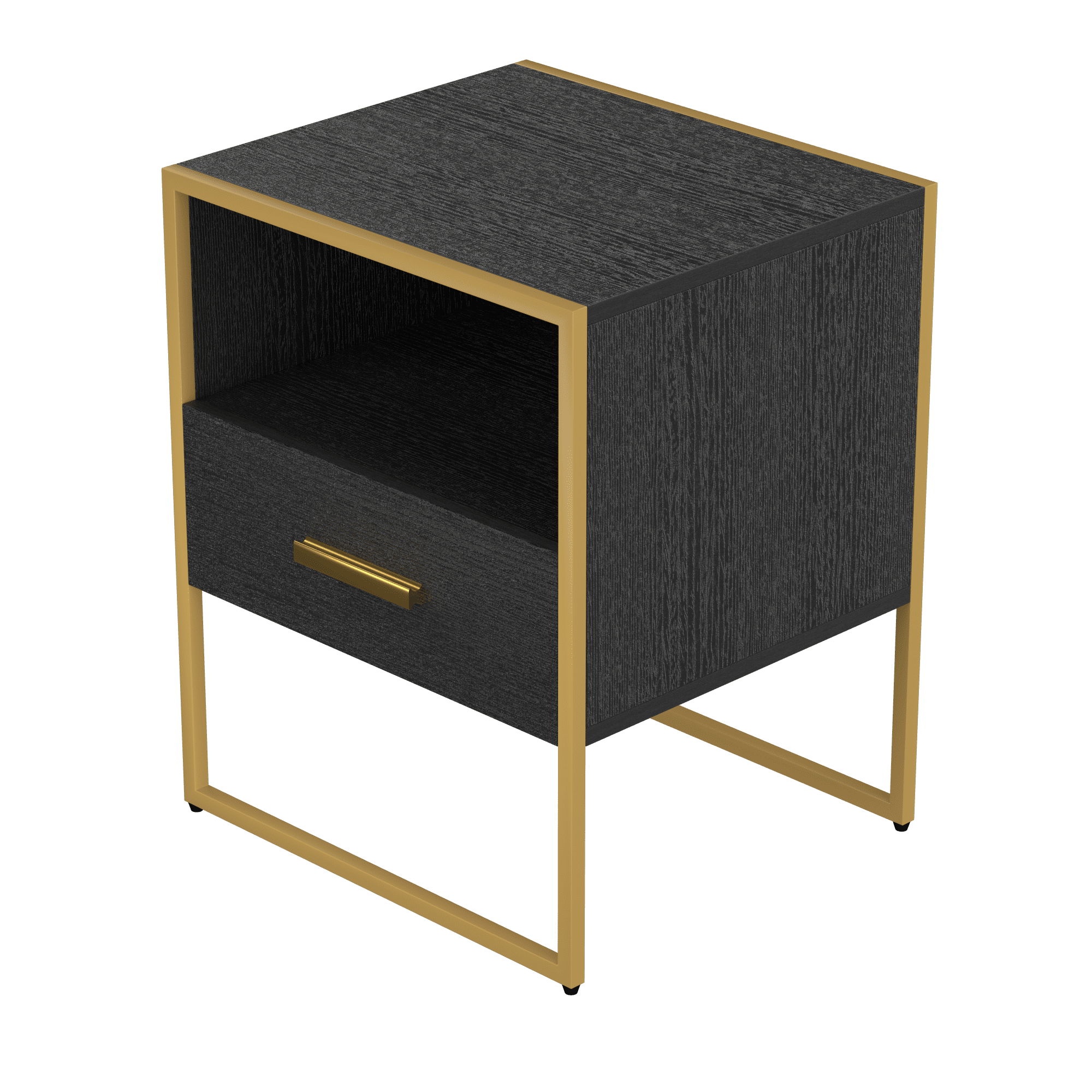 Resenkos Wood Night Stand with Drawers and Open storage, Accent Nightstand Matte Gold Steel Legs, Gold&Black Resenkos Wood Night Stand with Drawers and Open storage, Accent Nightstand Matte Gold Steel Legs, Gold&Black