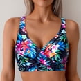 thumbnail image 2 of DHFJKG Women Bikini Top Floral Adjustable Straps V Neck Twist Front Tropical Printed Summer Swimwear Tops Trendy Beachwear, 2 of 6