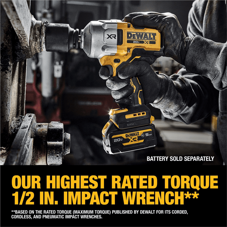 DeWalt 20V MAX XR Brushless Cordless 1 2 In High Torque Impact Wrench with Hog Ring Anvil Tool Only