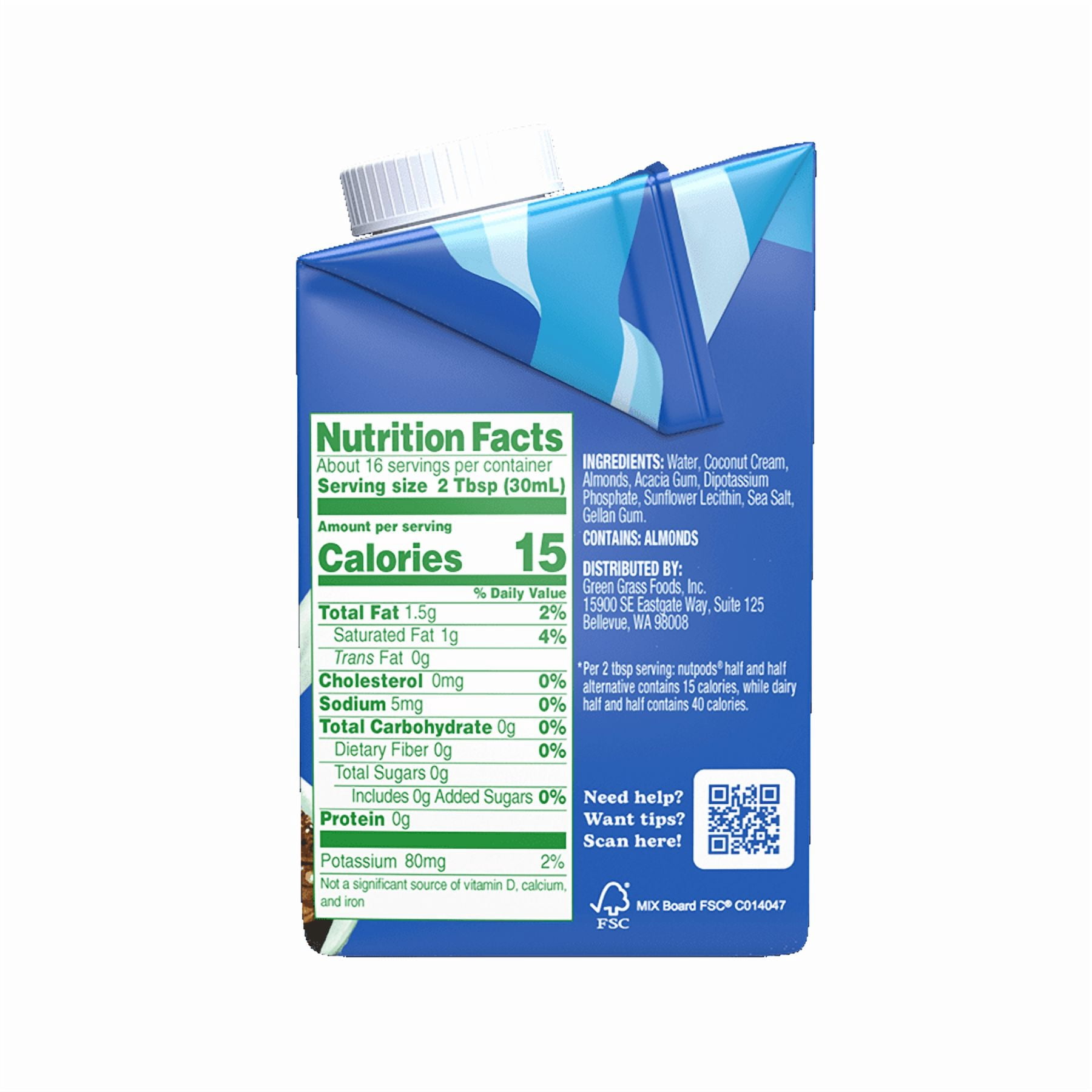nutpods Dairy-Free Half and Half Alternative Almond Coconut Blend, 16 fl oz