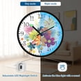 thumbnail image 5 of Voice Activated Clock with Glow Light 12 Inch Large Silent Wall Clock Battery Operated for Home Decor Colorful Flowers Illustration, 5 of 8