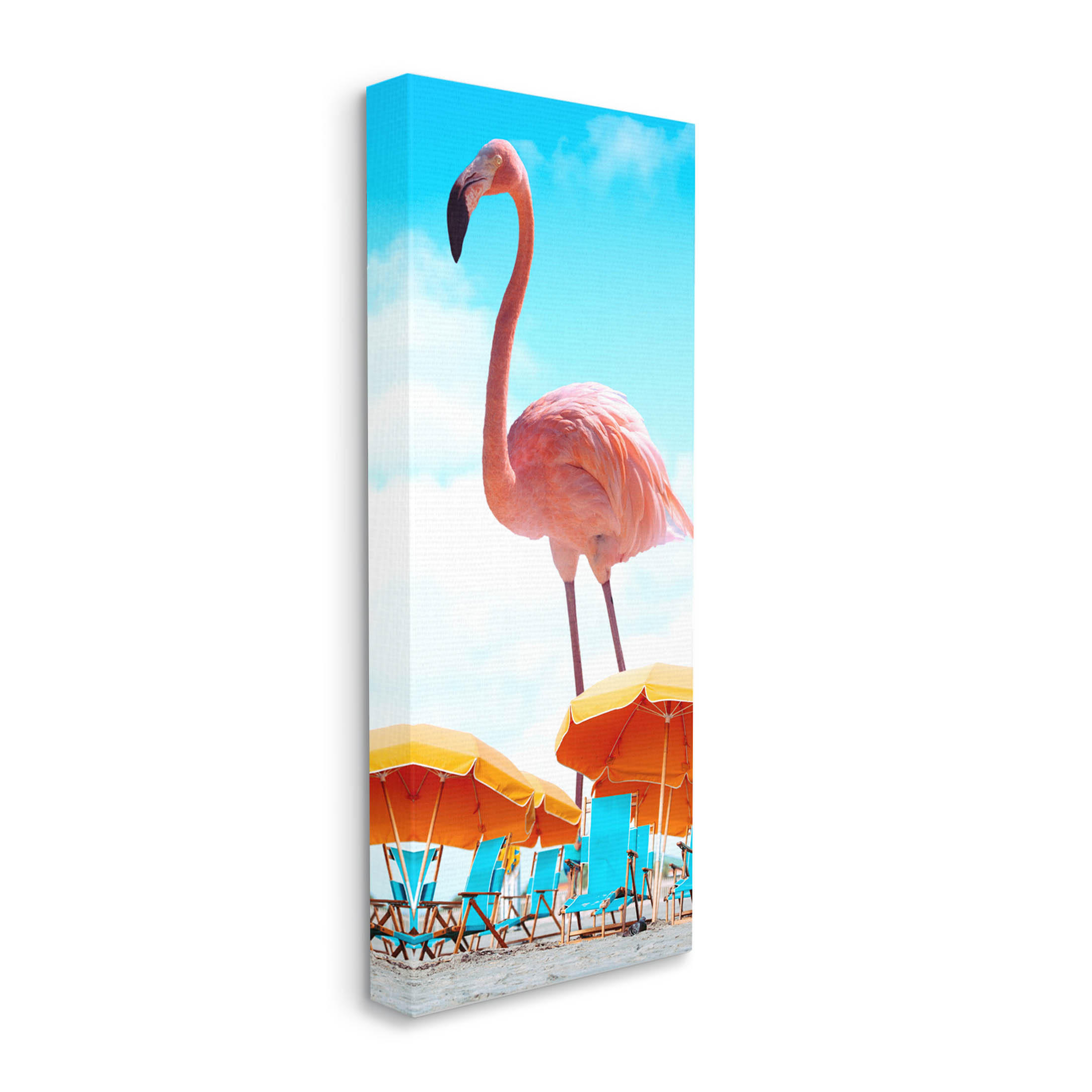 Giant Tropical Flamingo Beach Animals & Insects Graphic Art Gallery Wrapped Canvas Print Wall Art