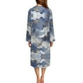 thumbnail image 3 of FOR U DESIGNS Blue Gold Marble Print Womens Nightgown Soft House Dresses for Women with Pockets, Lightweight Elastic Fabric Robes for Women Zipper Mumu Dress, L, 3 of 8