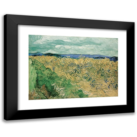 Vincent van Gogh 14x11 Black Modern Framed Museum Art Print Titled - Wheatfield with Cornflowers (1890)