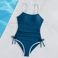 thumbnail image 5 of Bosanter Girls One Piece Swimsuits Solid Color Side Bow Swimwear Comfortable Stylish Beach Swimwear Bathing Suit for Beach, Navy 15-16Y, 5 of 9