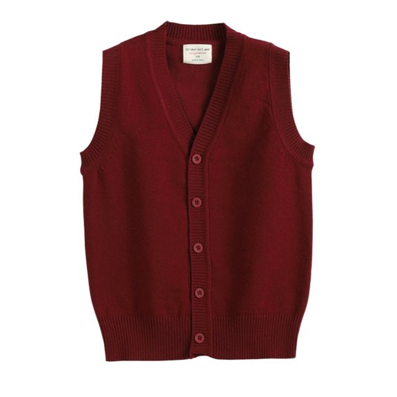 GYRATEDREAM Boys Girls Sweater Vest Toddler Cable Knit 100% Cotton V-Neck Sleeveless Uniform Vest Tank Top for 4-10Y Red