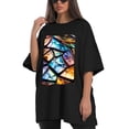 thumbnail image 4 of Plus Size Shirt for Women Black Tops for Women Oversized Short Sleeves Shirt for Women T Shirt Crewneck Shirt for Women L, 4 of 5