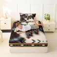 thumbnail image 4 of jejeloiu Rustic Aztec Twin Sheets,Western Cowhide Bedding For Boys,Green Brown,3-Piece,1 Fitted Sheet and 1 Pillowcase, 4 of 6