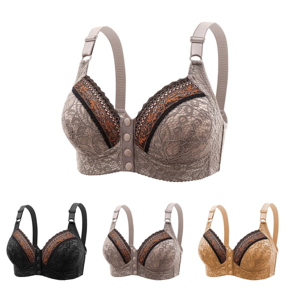 HVOBTTY Womens Front Closure Bra, Bras for Women, Woman's Front Buckle Given to Philandering Breast Lift Bra without Steel Rim Black, M