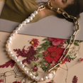 thumbnail image 3 of Collar de perlas vintage con cadena de eslabones gruesos, gargantilla de perlas cultivadas, colgante retro de moda, joyería de San Valentín para mujeres y niñas, 3 of 5