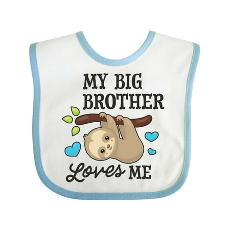 

Inktastic My Big Brother Loves Me with Sloth and Hearts Gift Baby Boy or Baby Girl Bib