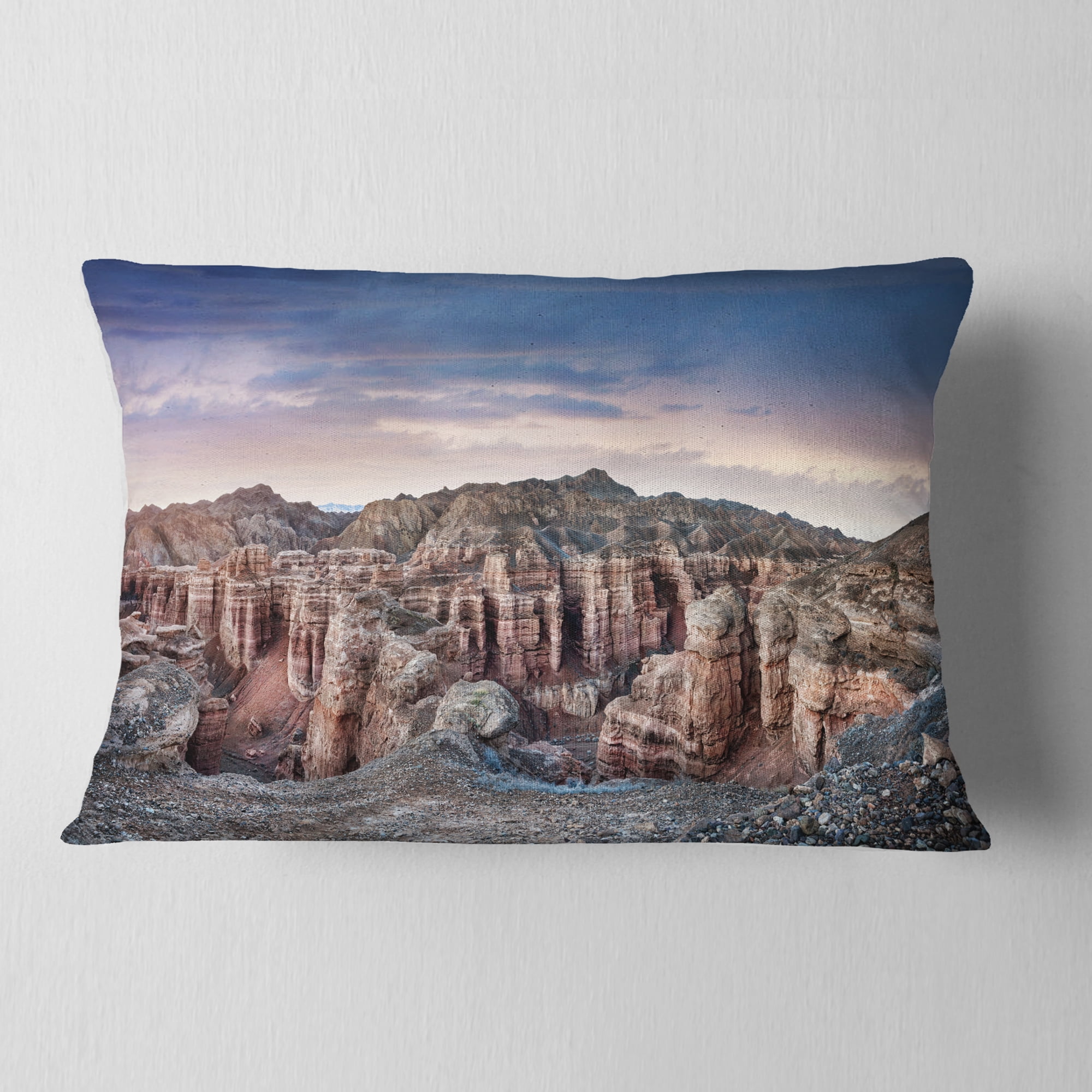 Designart Charyn Canyon In Kazakhstan - Landscape Printed Throw Pillow - 12x20