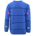 thumbnail image 4 of Cyndeelee Girls Long Sleeve Knit Pullover Christmas Sweater Crewneck Holiday Sweater Shirt (Blue with Multi Hearts, 3T), 4 of 5