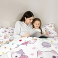 thumbnail image 4 of Homewish Kawaii Purple Kitten Twin Bedding Sets 7-Piece, Cartoon Cat Lover Bedding Comforter Set, Teens Kids Boys Girls Reversible Sheet Sets, Ultra Soft Bedroom Decor, 4 of 7