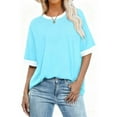 thumbnail image 3 of Fnooota Women's Plus Size T-shirts, Casual Loose Fit Summer Crew Neck Short Sleeve Tops Light Blue Size 4XL, 3 of 4