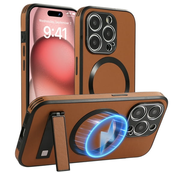 Ancove for iPhone 11 Pro Magnetic Case,[Compatible with Mag Safe],Shockproof Business PU Leather Ultra Slim Thin Case Cover with Built-in Kickstand for iPhone 11 Pro,Brown