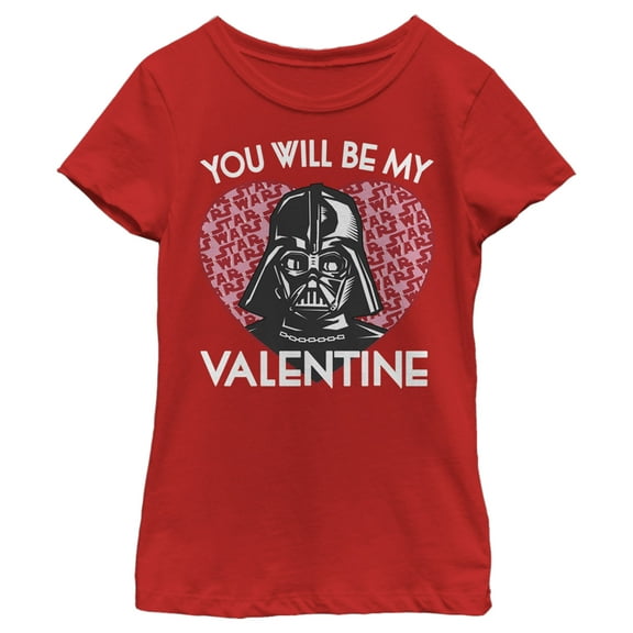 Girl's Star Wars Valentine Darth Vader Invitation  Graphic Tee Red X Small
