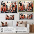 thumbnail image 4 of Designart "Art Deco Skyline Orange Bubble Cityscape II" Cityscapes Framed Wall Art Decor - Industrial Orange City Art Deco Hallway Framed Wall Art Decor, 4 of 6